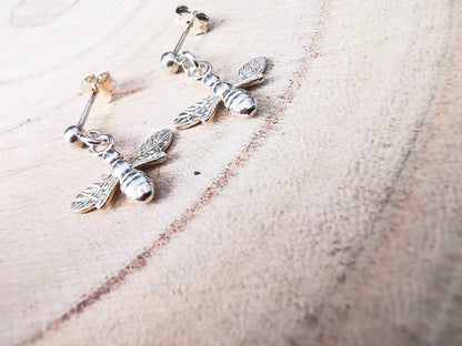 Sterling Silver Bee Stud Earrings