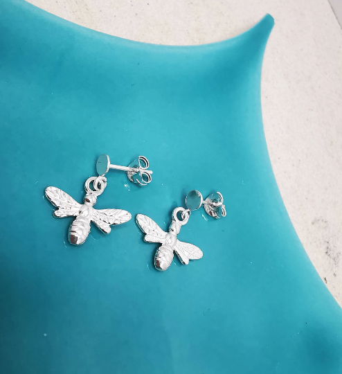 Sterling Silver Bee Stud Earrings