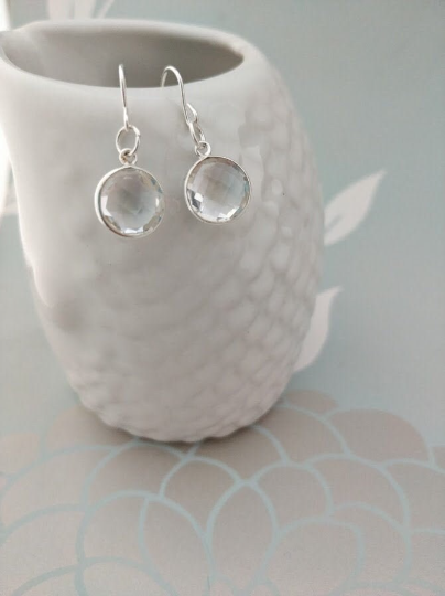 Sterling Silver Clear Crystal Quartz Drop Earrings