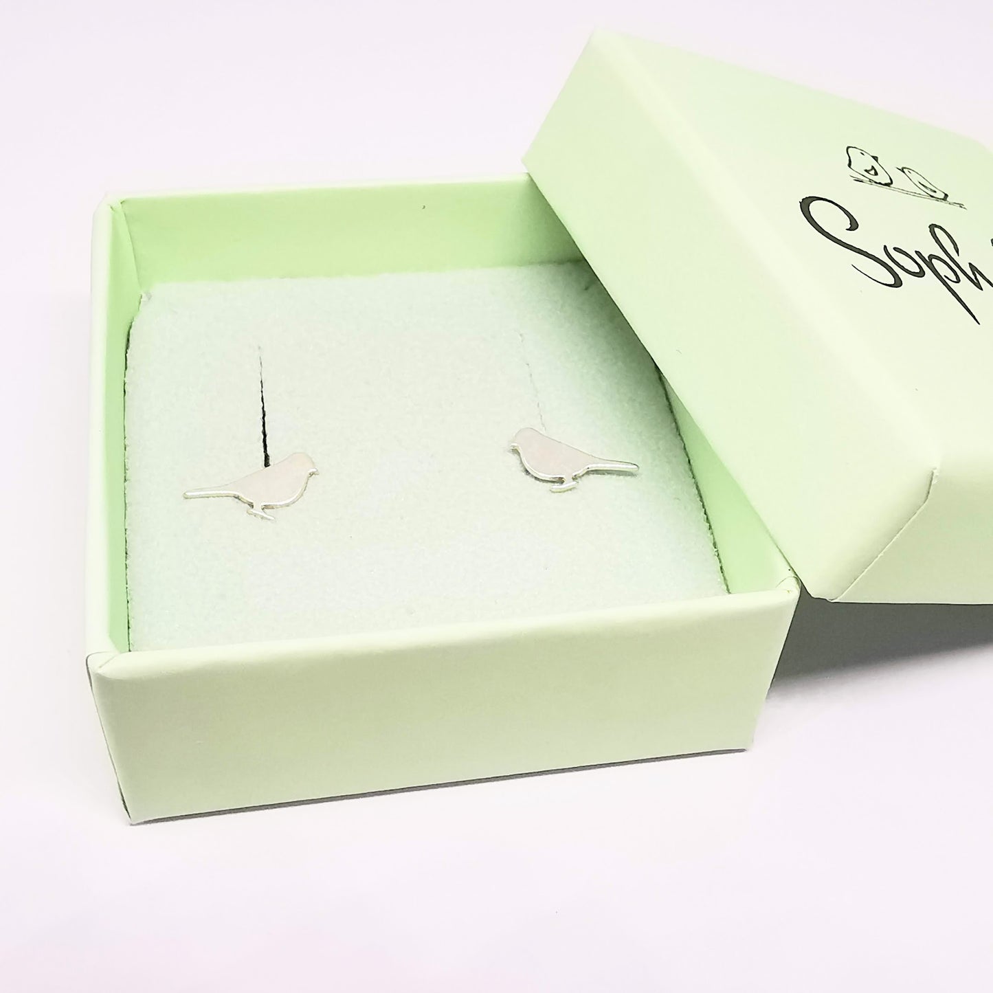 Sterling Silver Bird Stud Earrings