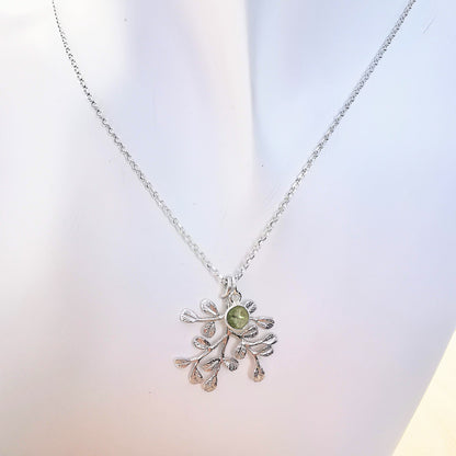 Sterling Silver Tree Branch and Gemstone Necklace