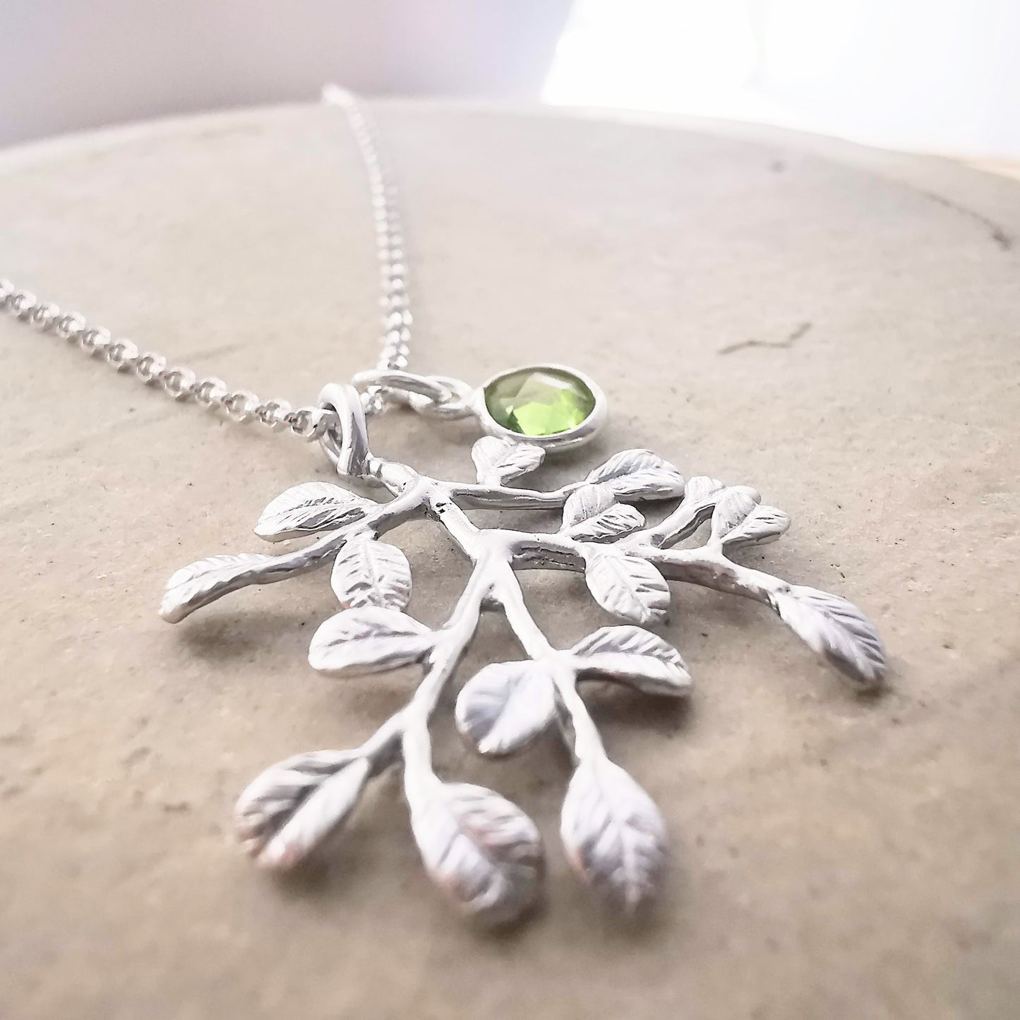 Sterling Silver Tree Branch and Gemstone Necklace