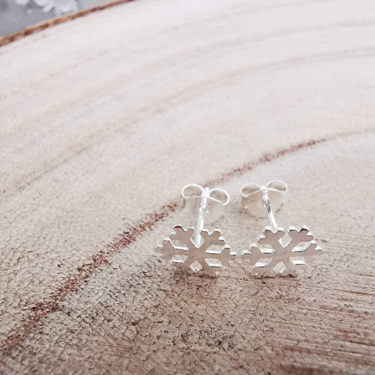 Silver Snowflake Stud Earrings