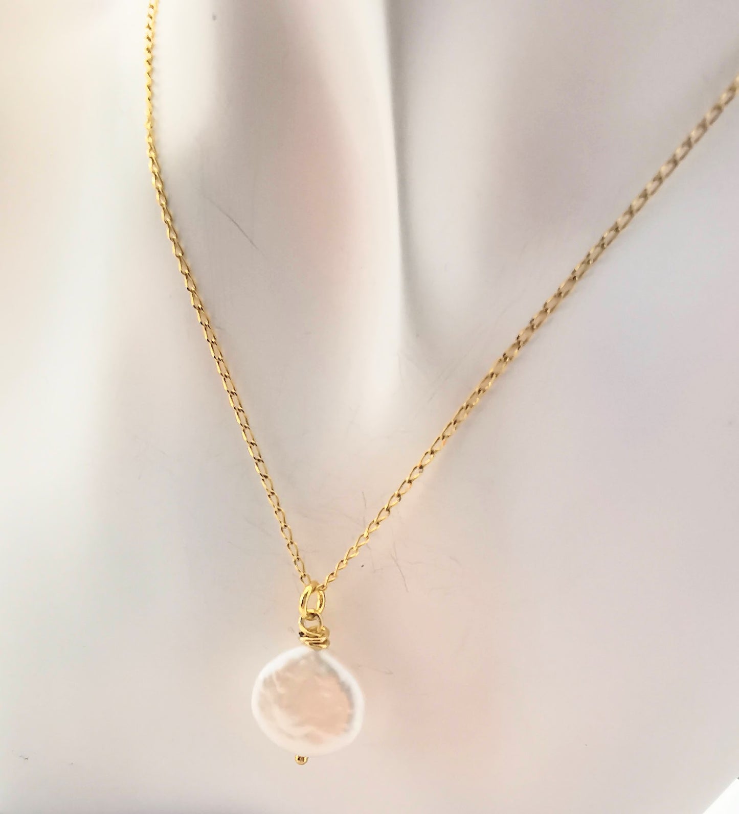 Gold Freshwater Coin Pearl Necklace