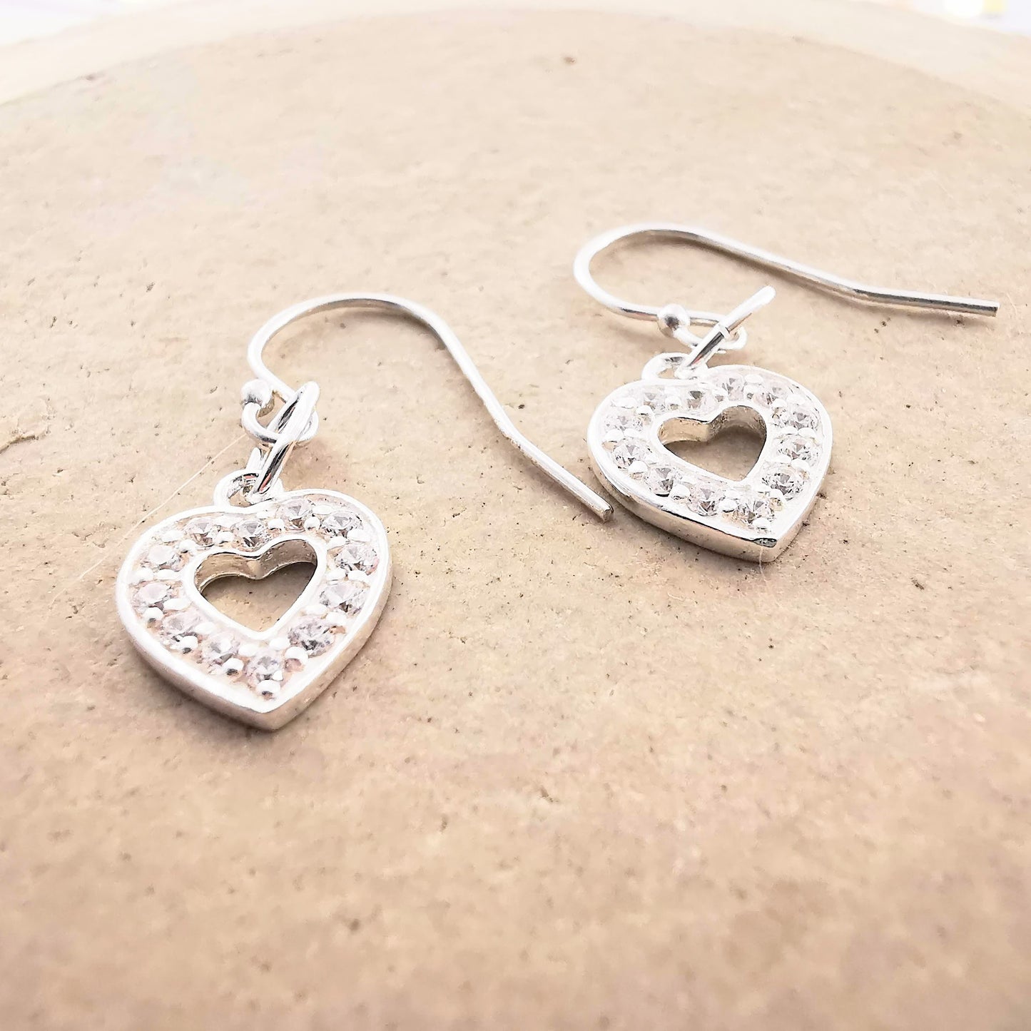 EVA Sterling Silver Heart Crystal Earrings