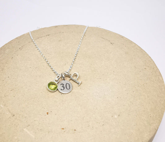 Personalised 30th Milestone Necklace in Sterling Silver