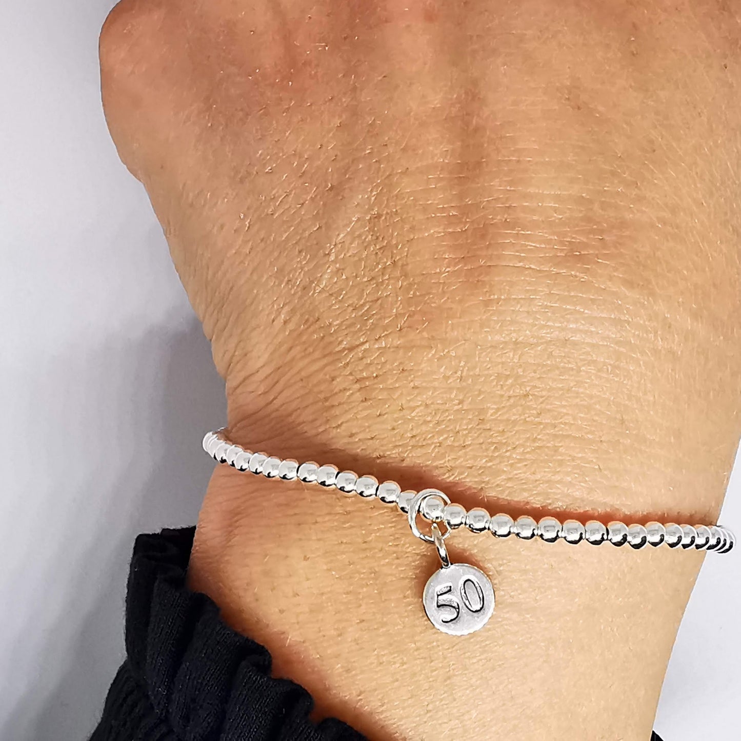 Silver 50 Milestone Bead Bracelet