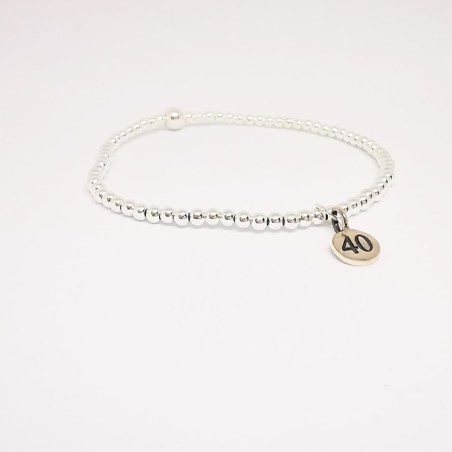 Silver 40 Milestone Bead Bracelet