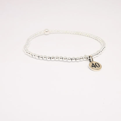 Silver 40 Milestone Bead Bracelet