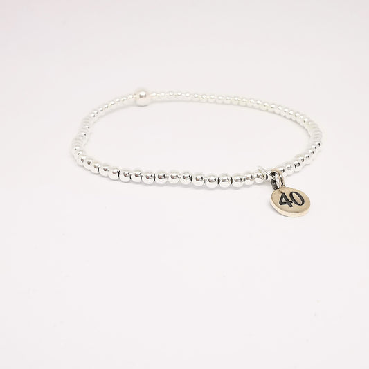 Silver 40 Milestone Bead Bracelet