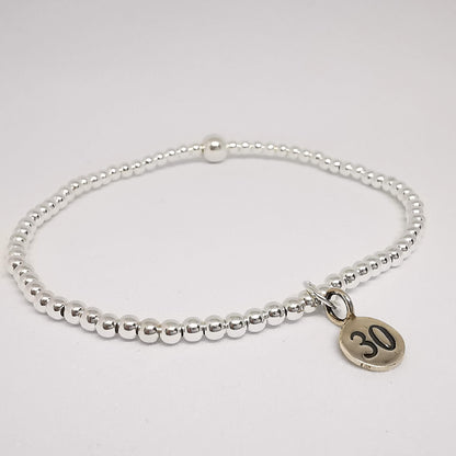 Silver 30 Milestone Bead Bracelet