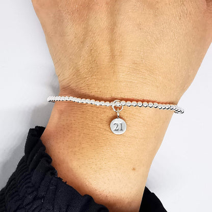 Silver 21 Milestone Bead Bracelet