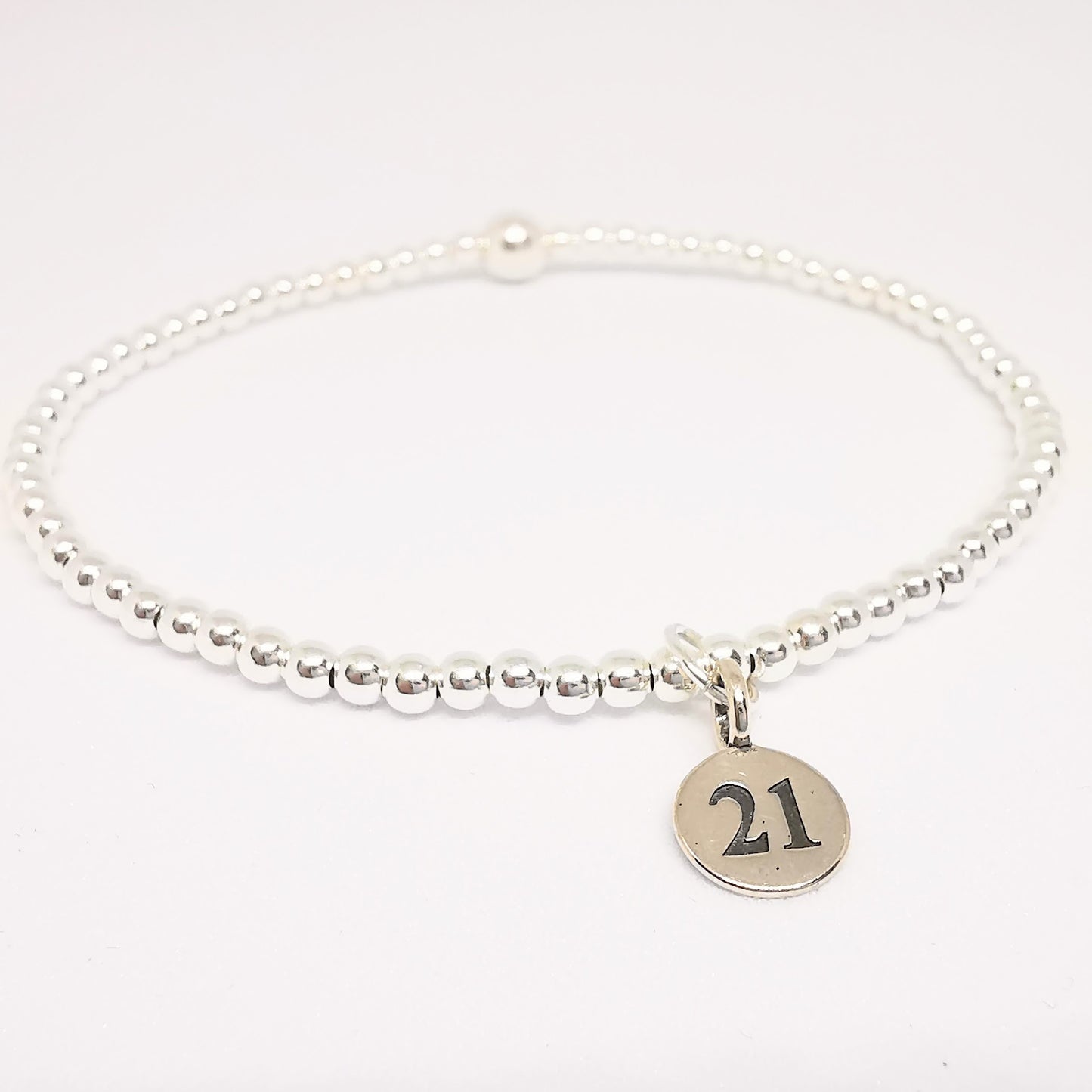 Silver 21 Milestone Bead Bracelet