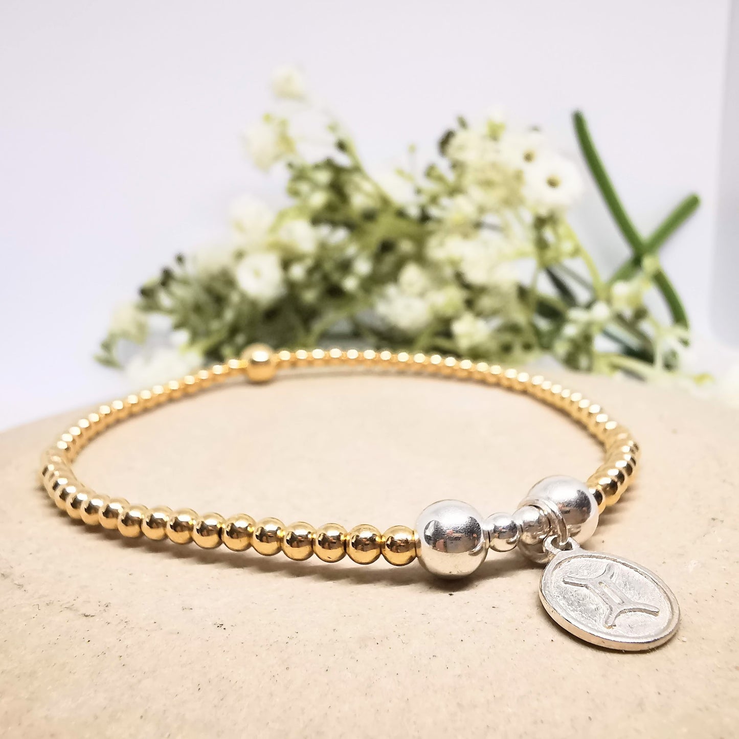 Gold Beaded Bracelet Gemini Zodiac