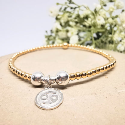 Gold Beaded Bracelet Cancer Zodiac