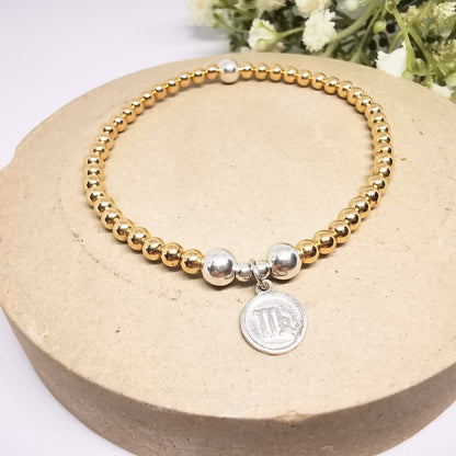 Gold Beaded Bracelet Virgo Zodiac