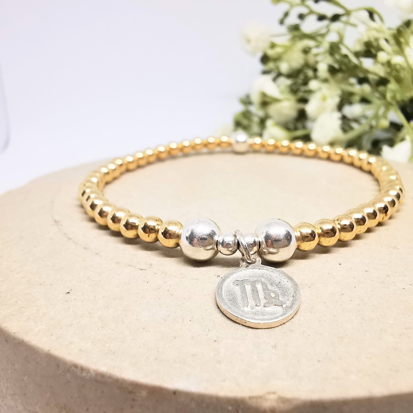 Gold Beaded Bracelet Virgo Zodiac