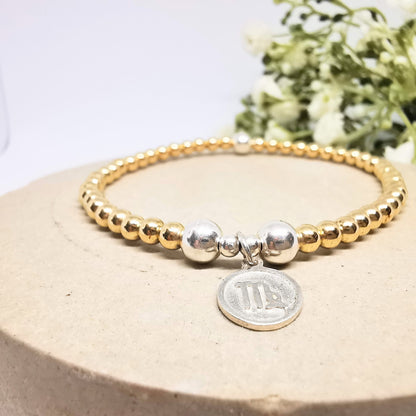 Gold Beaded Bracelet Virgo Zodiac