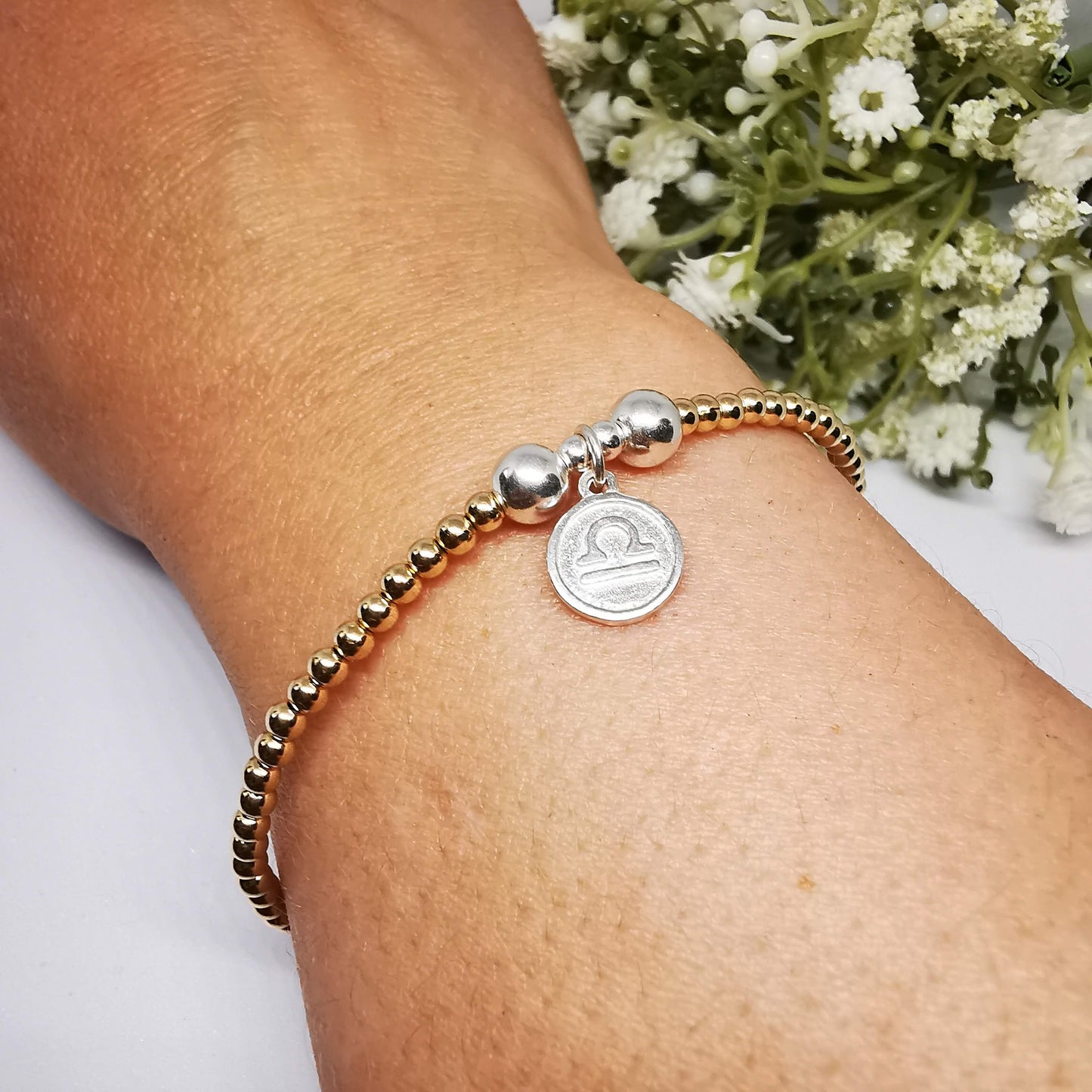 LIBRA Silver Beaded Bracelet