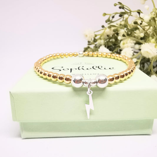 ADELINE Gold Lightning Bolt Bead Bracelet