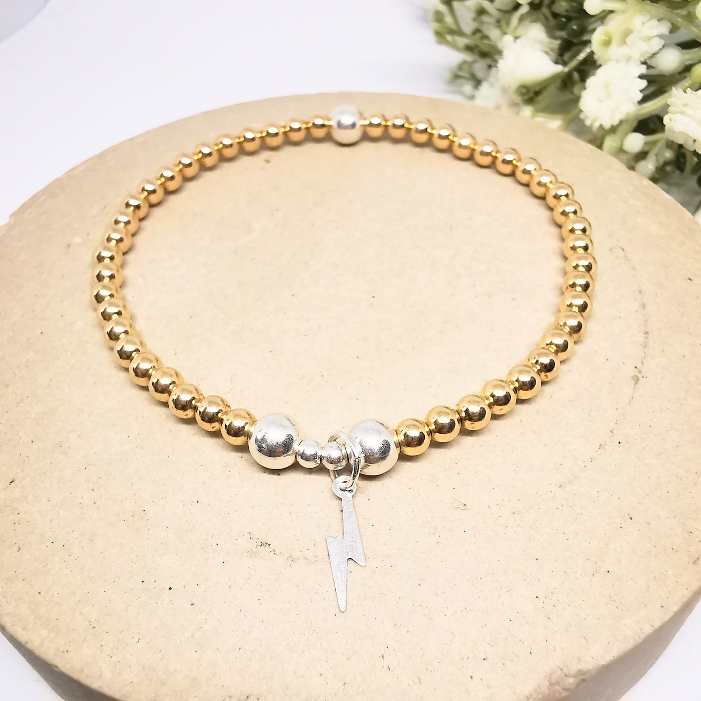 Gold Lightning Bolt Bead Bracelet