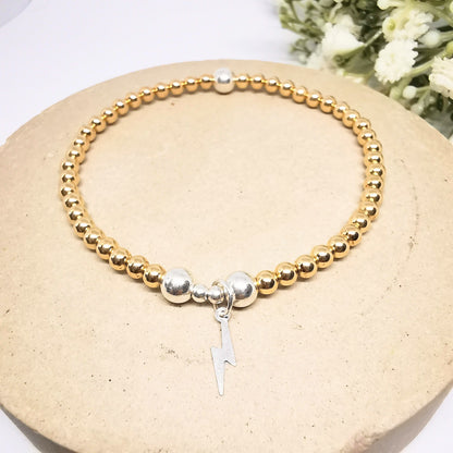 Gold Lightning Bolt Bead Bracelet