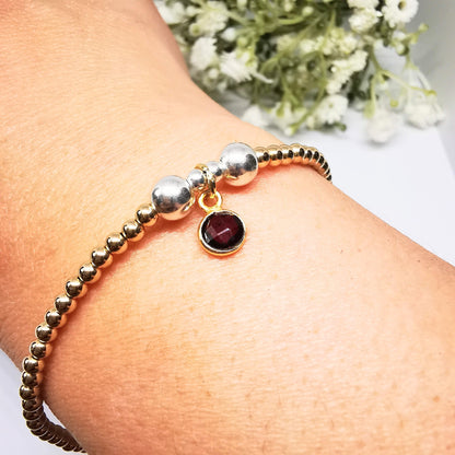 Gold Garnet Bead Bracelet