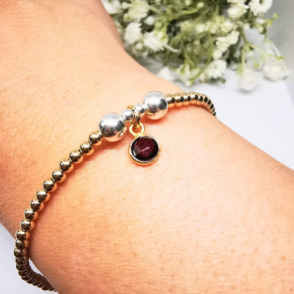 Gold Garnet Bead Bracelet