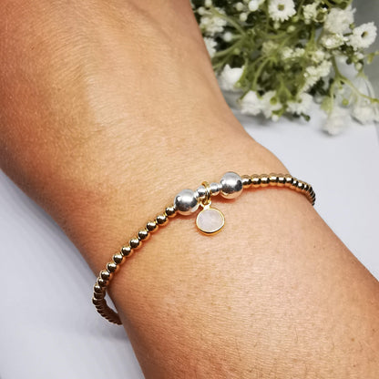 Gold Moonstone Bead Bracelet