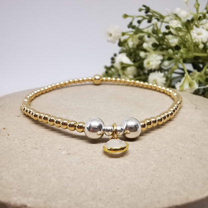 Gold Moonstone Bead Bracelet