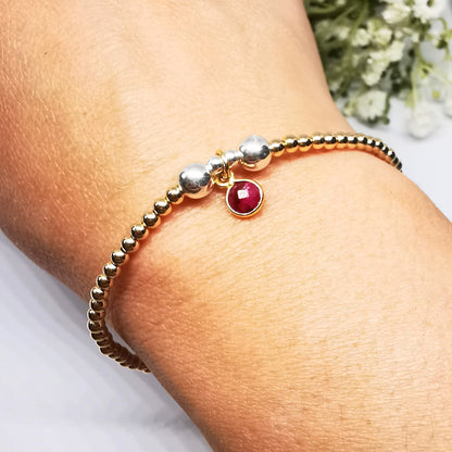 Gold Ruby Bead Bracelet