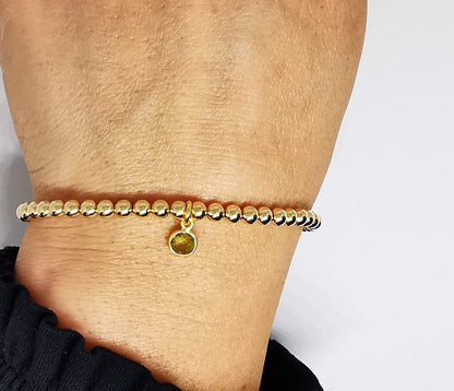 Gold Peridot Bead Bracelet