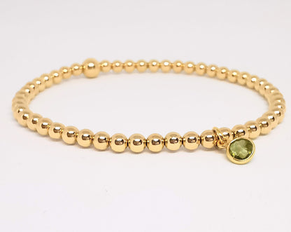 Gold Peridot Bead Bracelet