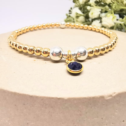 Gold Sapphire Bead Bracelet