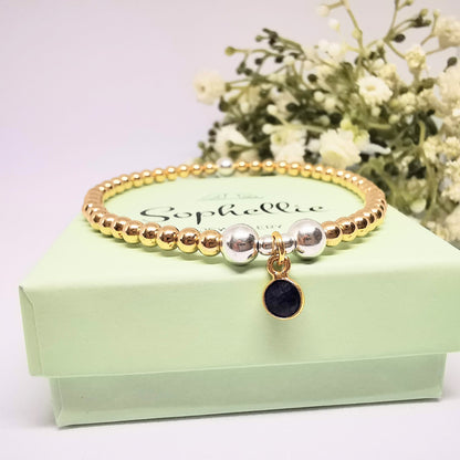 Gold Sapphire Bead Bracelet