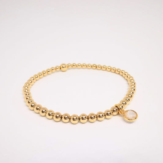 Gold Rose Quartz Bead Bracelet