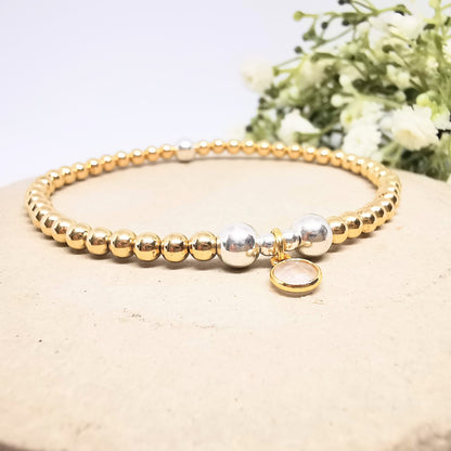 Gold Rose Quartz Bead Bracelet