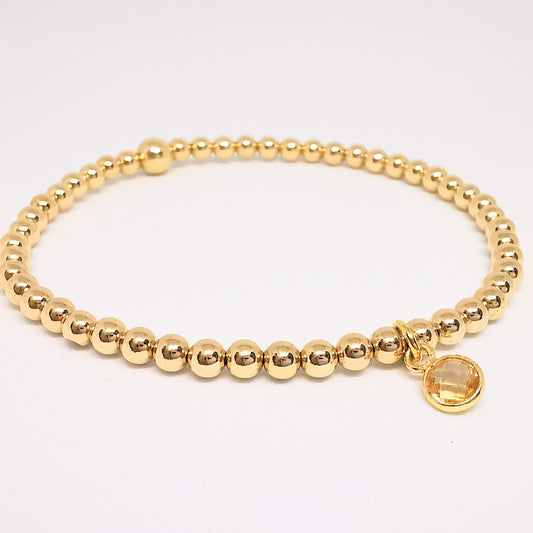 Gold Citrine Bead Bracelet