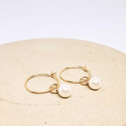 ANNA Gold Crystal Pearl Hoop Earrings