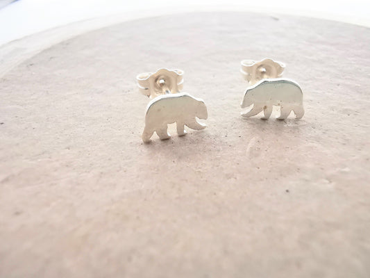 Sterling Silver Polar Bear Stud Earrings