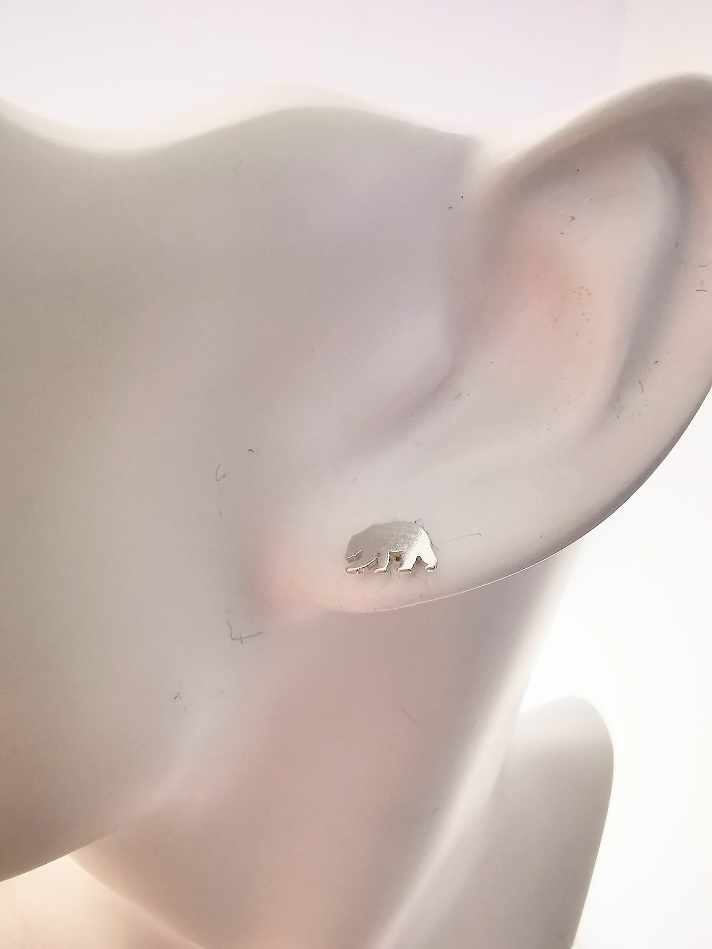 Sterling Silver Polar Bear Stud Earrings