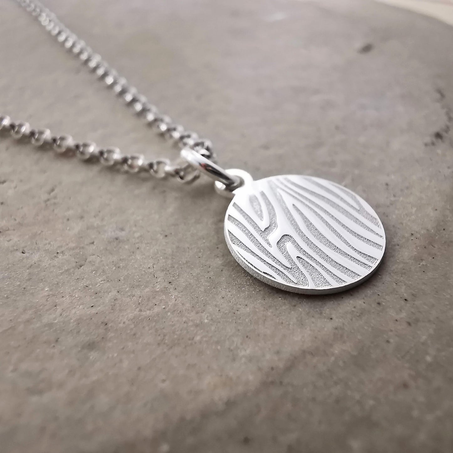 Sterling Silver Zebra Print Pendant Necklace