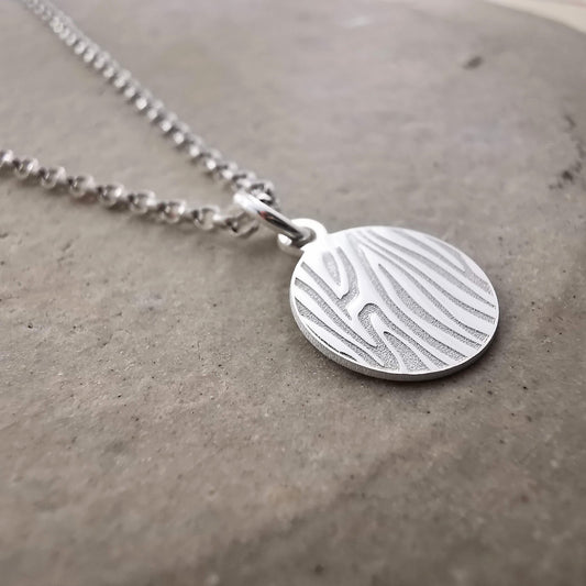 Sterling Silver Zebra Print Pendant Necklace