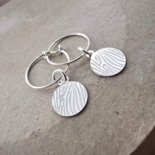 Sterling Silver Zebra Print Hoop Earrings