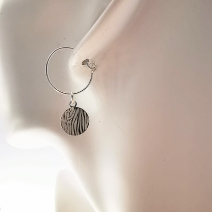 Sterling Silver Zebra Print Hoop Earrings