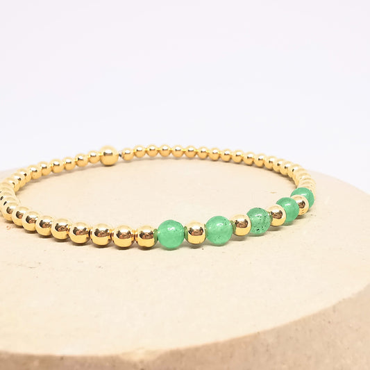 Gold and Green Aventurine Bead Bracelet