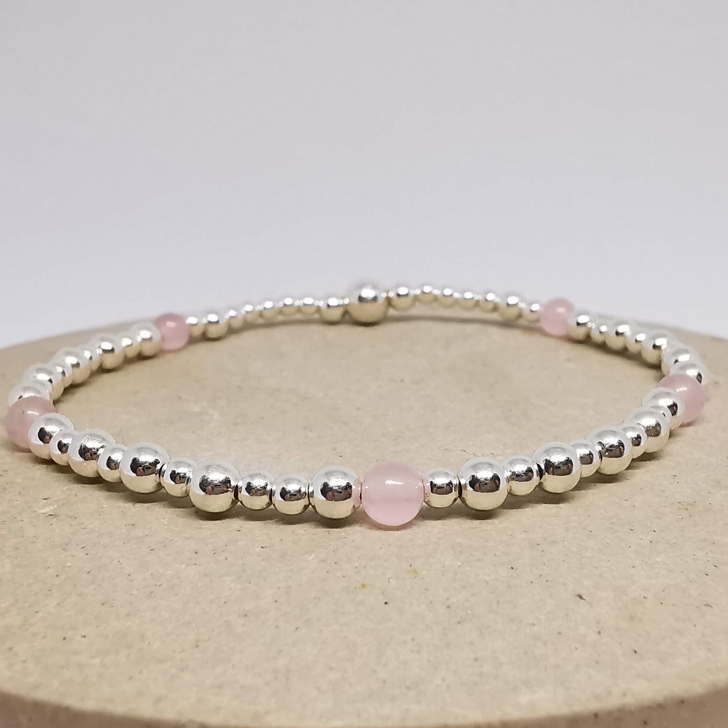 Sterling Silver Rose Quartz Bead Bracelet