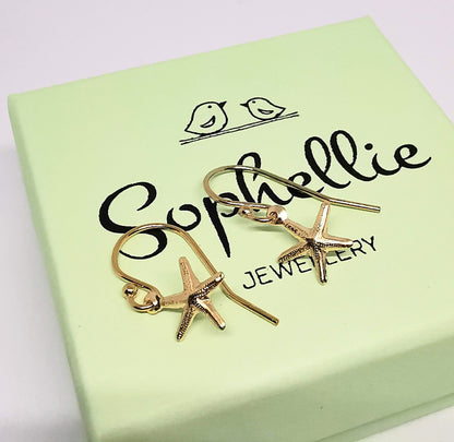 Gold and Silver Duo Starfish Bracelet and Earrings Set - Free Earrings