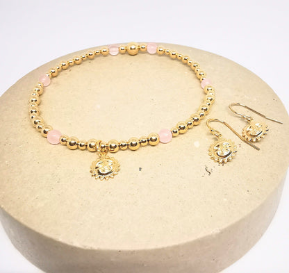 Sterling Silver Sun Bracelet and Earrings Set