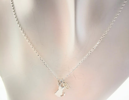 Sterling Silver Initial and Cat Pendant Necklace